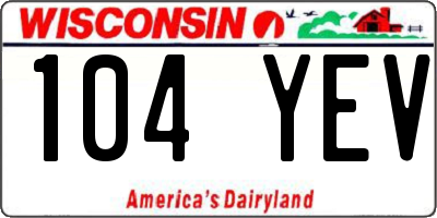 WI license plate 104YEV