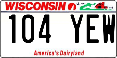 WI license plate 104YEW