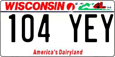 WI license plate 104YEY