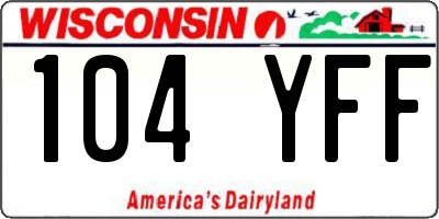 WI license plate 104YFF
