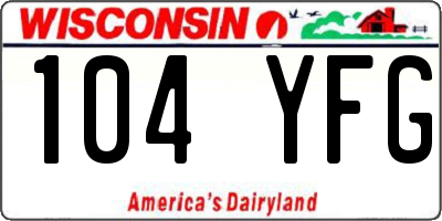 WI license plate 104YFG