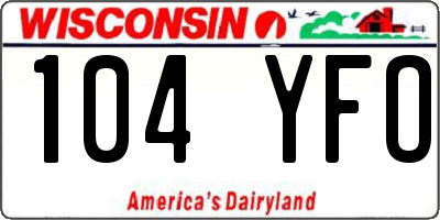 WI license plate 104YFO
