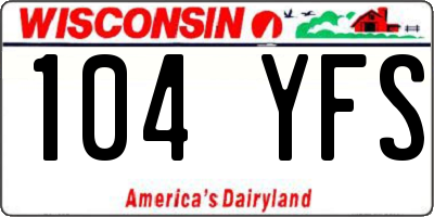 WI license plate 104YFS