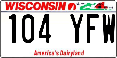 WI license plate 104YFW