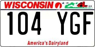 WI license plate 104YGF