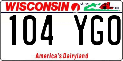 WI license plate 104YGO