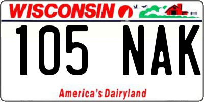 WI license plate 105NAK
