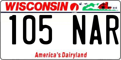 WI license plate 105NAR