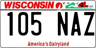 WI license plate 105NAZ