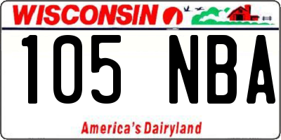 WI license plate 105NBA