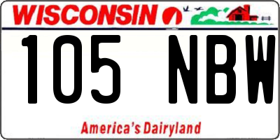 WI license plate 105NBW