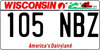 WI license plate 105NBZ