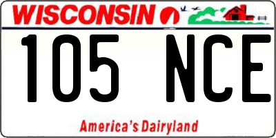 WI license plate 105NCE