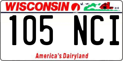 WI license plate 105NCI