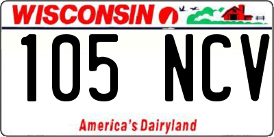 WI license plate 105NCV