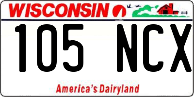 WI license plate 105NCX