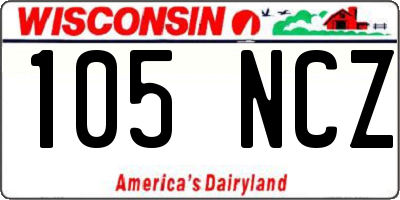 WI license plate 105NCZ