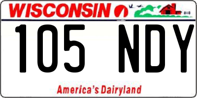 WI license plate 105NDY