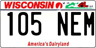 WI license plate 105NEM