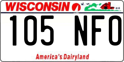 WI license plate 105NFO