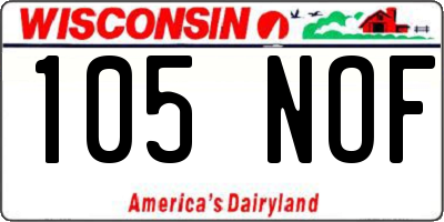 WI license plate 105NOF