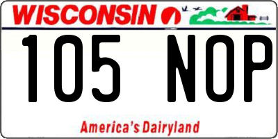 WI license plate 105NOP