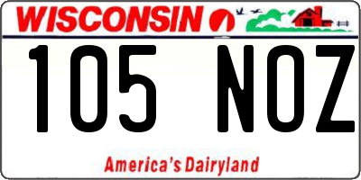 WI license plate 105NOZ