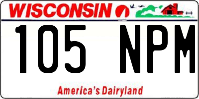 WI license plate 105NPM