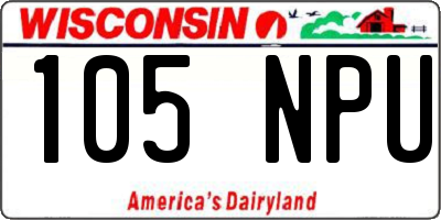 WI license plate 105NPU