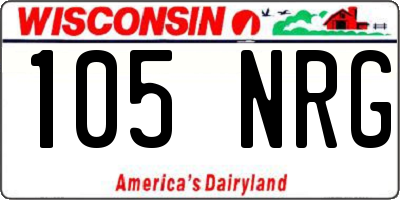 WI license plate 105NRG