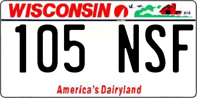 WI license plate 105NSF