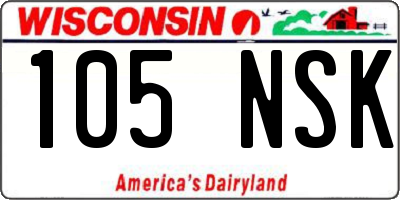 WI license plate 105NSK