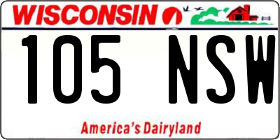 WI license plate 105NSW