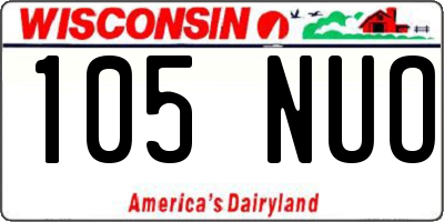 WI license plate 105NUO