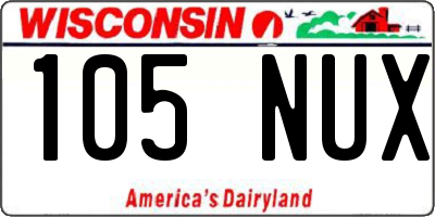 WI license plate 105NUX