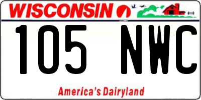 WI license plate 105NWC