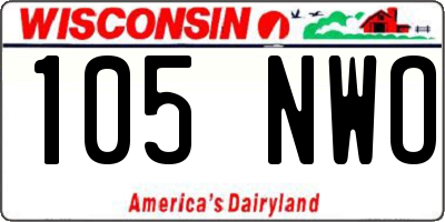 WI license plate 105NWO