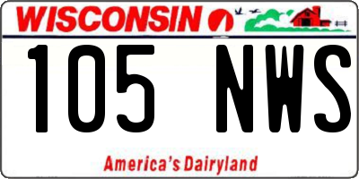 WI license plate 105NWS