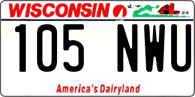 WI license plate 105NWU