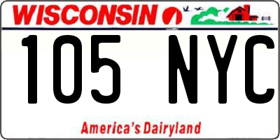 WI license plate 105NYC