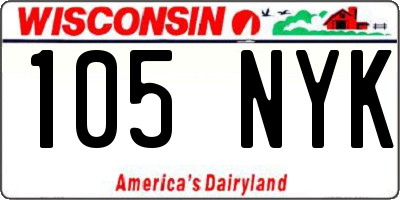 WI license plate 105NYK