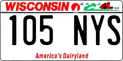 WI license plate 105NYS