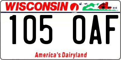 WI license plate 105OAF