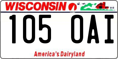 WI license plate 105OAI