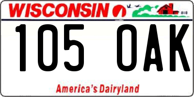 WI license plate 105OAK