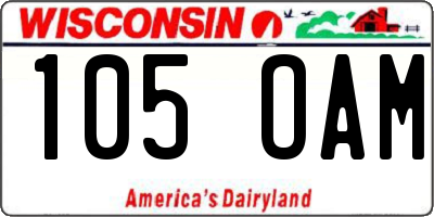 WI license plate 105OAM