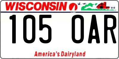 WI license plate 105OAR