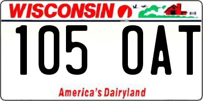 WI license plate 105OAT
