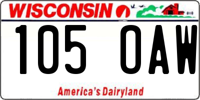 WI license plate 105OAW