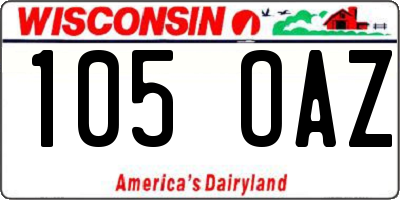 WI license plate 105OAZ
